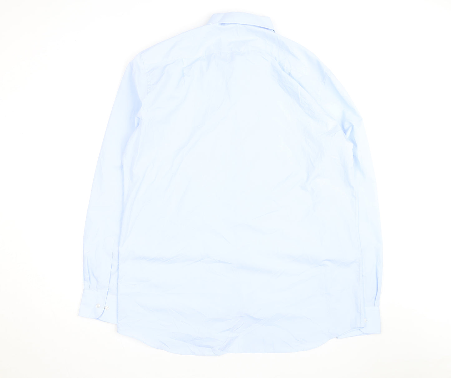 Marks and Spencer Men's Light Blue Regular Fit Long Sleeve Button-Up Shirt 17L