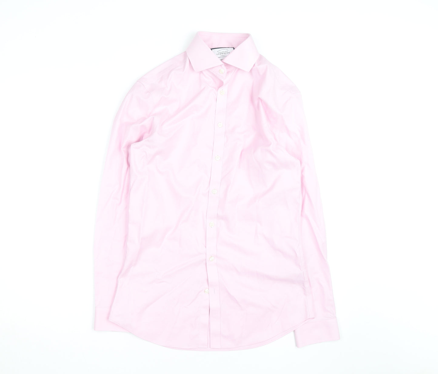 Charles Tyrwhitt Men's Pink Slim Fit Long Sleeve Cotton Shirt 15/38
