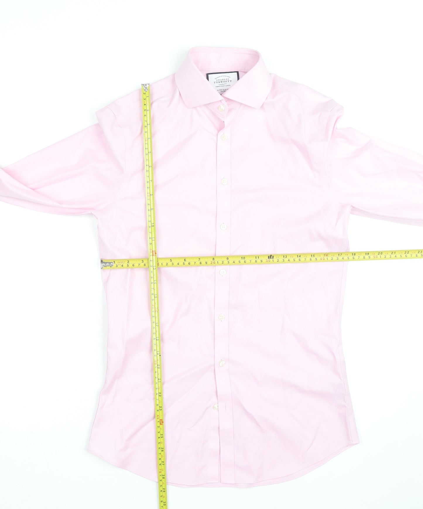 Charles Tyrwhitt Men's Pink Slim Fit Long Sleeve Cotton Shirt 15/38