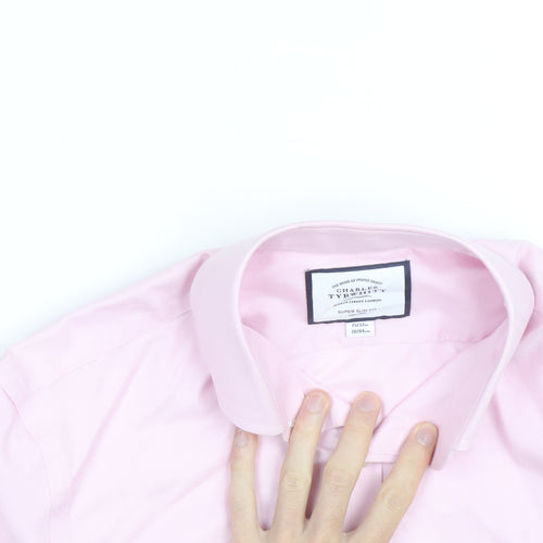 Charles Tyrwhitt Men's Pink Slim Fit Long Sleeve Cotton Shirt 15/38