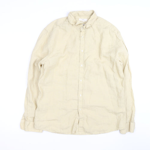 Marks and Spencer Men’s Beige Pure Linen Long Sleeve Shirt L