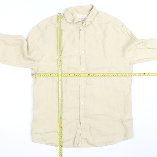 Marks and Spencer Men’s Beige Pure Linen Long Sleeve Shirt L