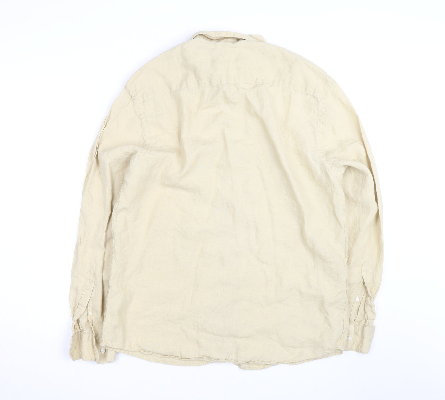 Marks and Spencer Men’s Beige Pure Linen Long Sleeve Shirt L