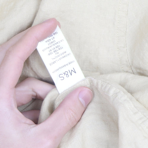 Marks and Spencer Men’s Beige Pure Linen Long Sleeve Shirt L