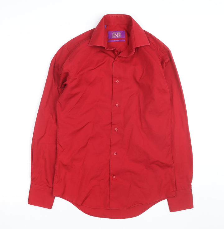 Next Men's Red Slim Fit Long Sleeve Button-Up Shirt Size M