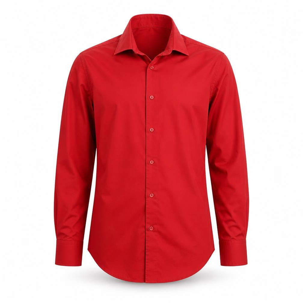 Front view of Next Men's Red Slim Fit Long Sleeve Button-Up Shirt, size M