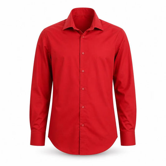 Front view of Next Men's Red Slim Fit Long Sleeve Button-Up Shirt, size M