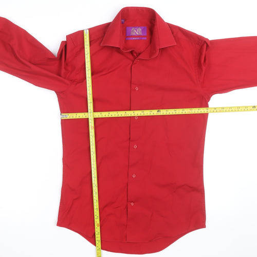 Next Men's Red Slim Fit Long Sleeve Button-Up Shirt Size M