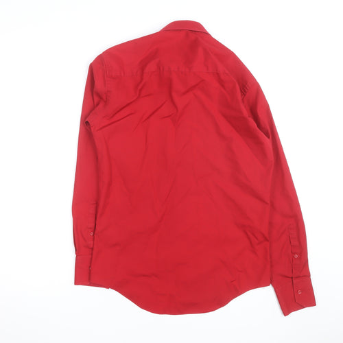 Next Men's Red Slim Fit Long Sleeve Button-Up Shirt Size M