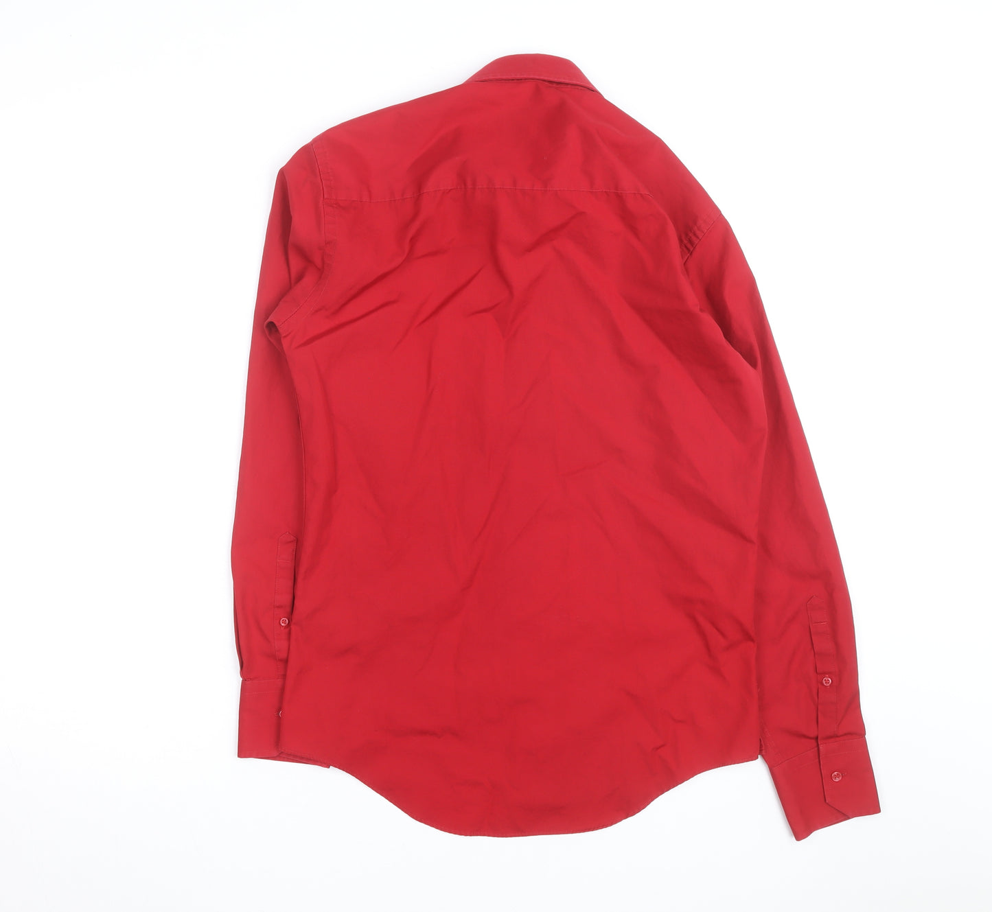 Next Men's Red Slim Fit Long Sleeve Button-Up Shirt Size M
