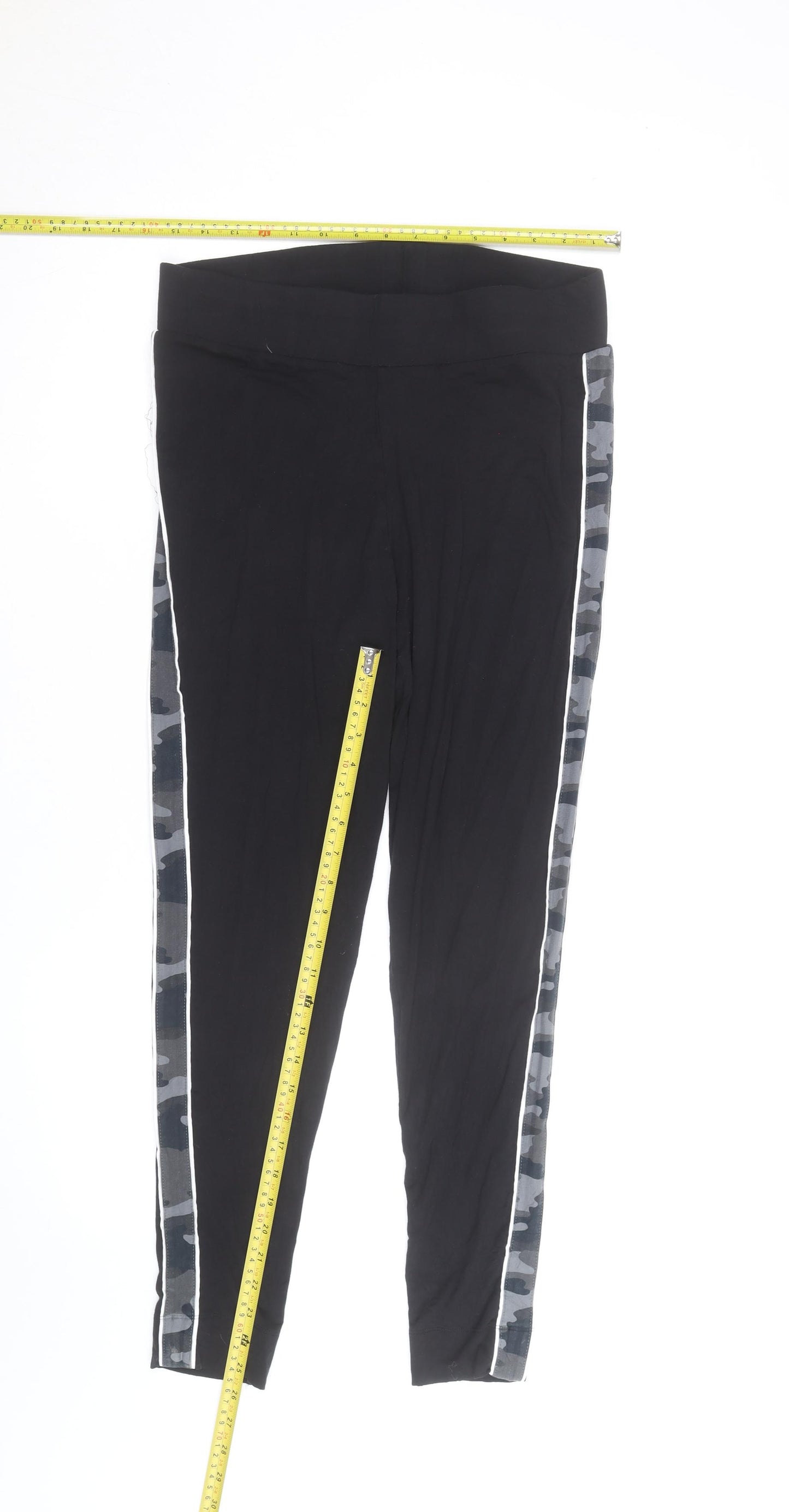 Marks and Spencer Women's Black Camouflage Stripe Leggings Size 16