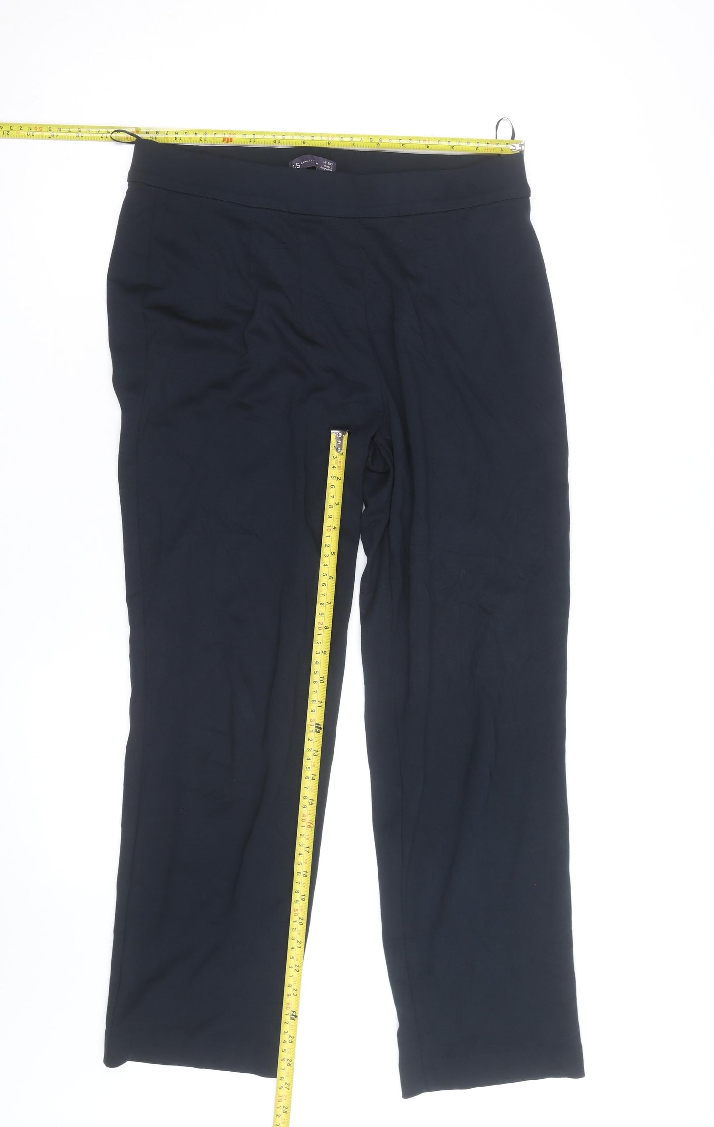 Marks and Spencer Womens Black Stretch Jersey Trousers Size 18 Regular