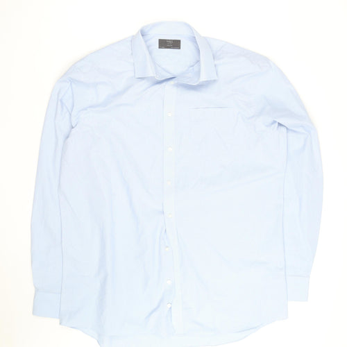 Marks and Spencer Men's Blue Regular Fit Long Sleeve Shirt Size 17