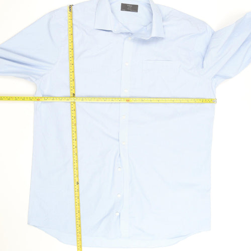 Marks and Spencer Men's Blue Regular Fit Long Sleeve Shirt Size 17
