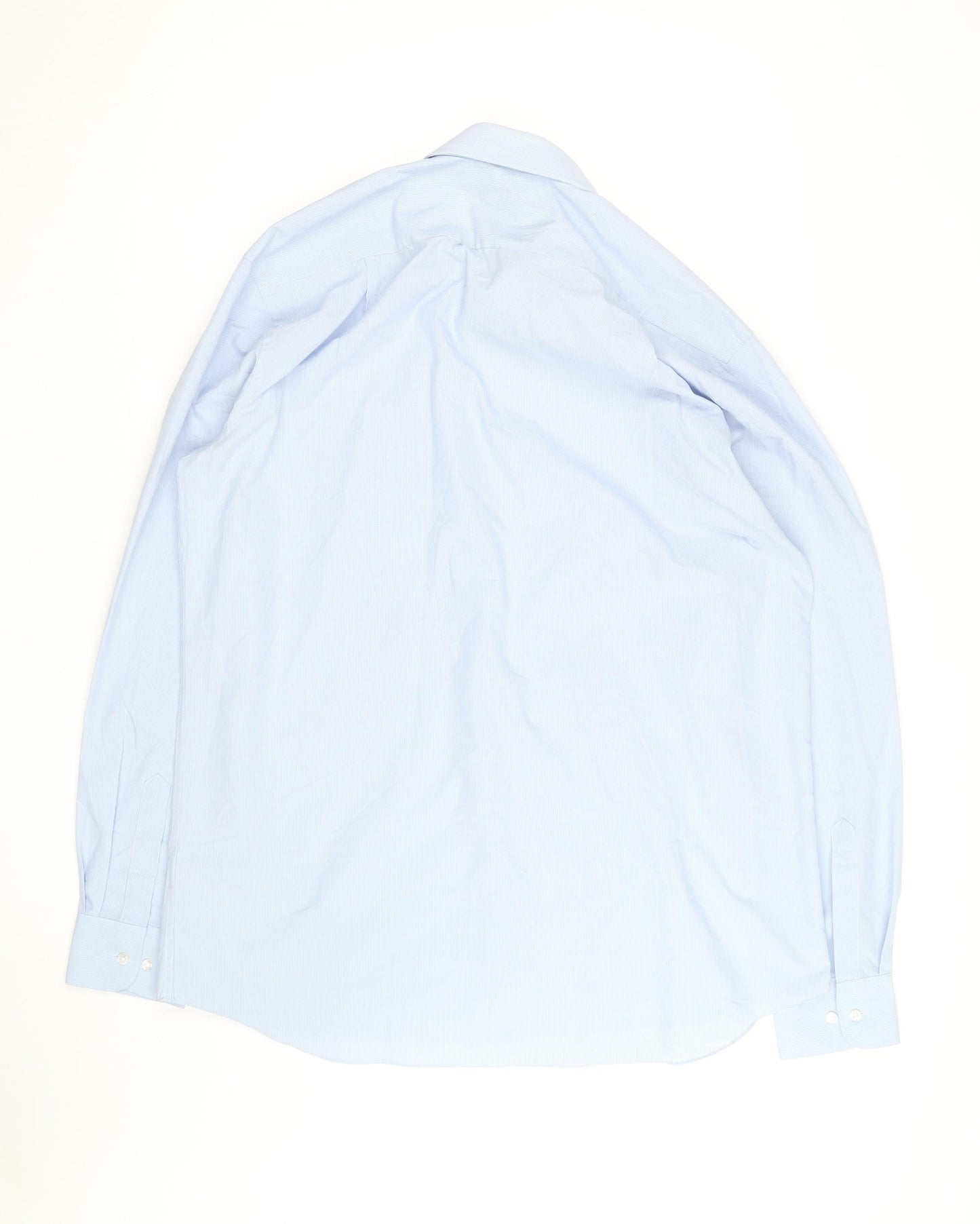 Marks and Spencer Men's Blue Regular Fit Long Sleeve Shirt Size 17