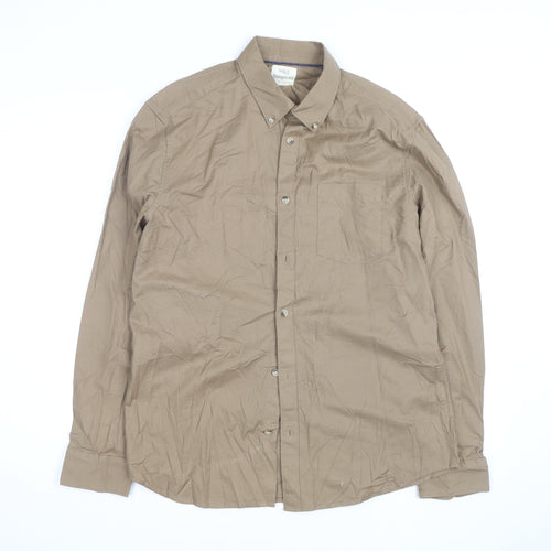 Marks and Spencer Men's Brown Regular Fit Button-Down Shirt M