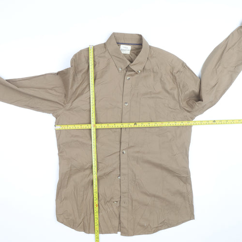 Marks and Spencer Men's Brown Regular Fit Button-Down Shirt M