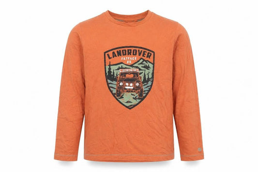 FatFace Boys Orange Land Rover Graphic Long Sleeve Cotton T-Shirt 11-12 Years