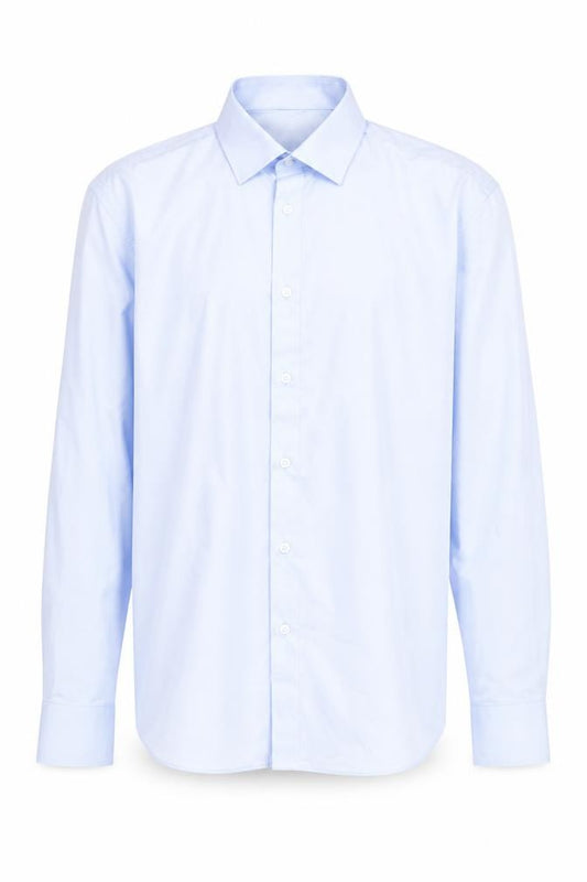 Front view of Marks & Spencer Men's Blue Slim Fit Long Sleeve Button-Up Shirt, size 16