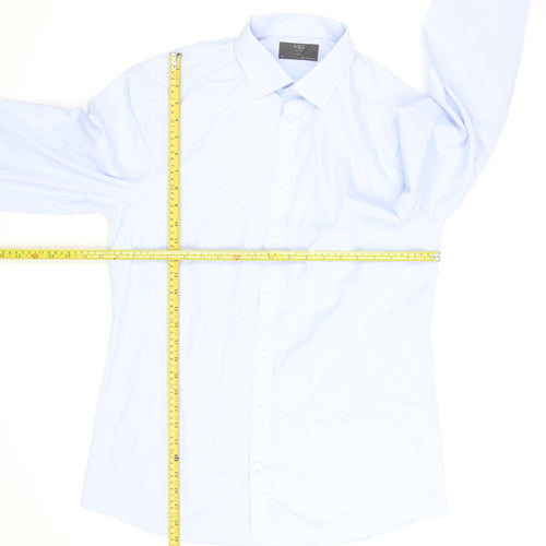 Marks and Spencer Men's Blue Slim Fit Long Sleeve Button-Up Shirt Size 16