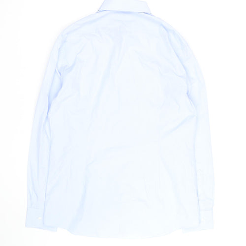 Marks and Spencer Men's Blue Slim Fit Long Sleeve Button-Up Shirt Size 16