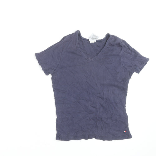 Tommy Jeans Women's Blue V-Neck Short Sleeve Cotton T-Shirt M