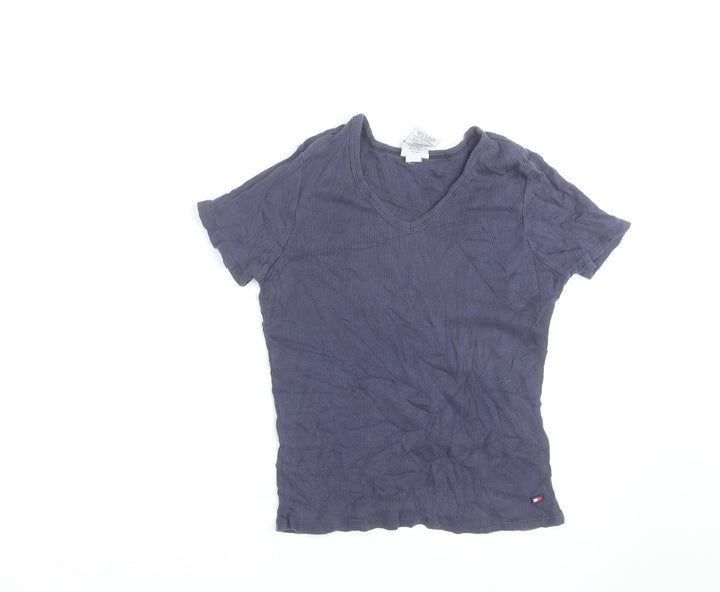 Tommy Jeans Women's Blue V-Neck Short Sleeve Cotton T-Shirt M