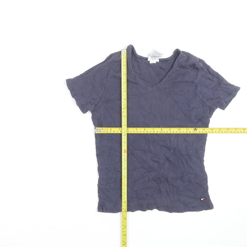Tommy Jeans Women's Blue V-Neck Short Sleeve Cotton T-Shirt M