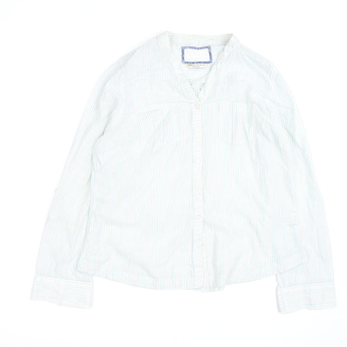 Marks and Spencer Women’s White Stripe Cotton Button-Up Shirt UK 16