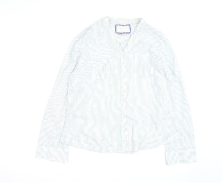 Marks and Spencer Women’s White Stripe Cotton Button-Up Shirt UK 16