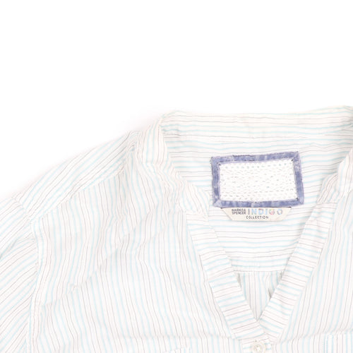Marks and Spencer Women’s White Stripe Cotton Button-Up Shirt UK 16