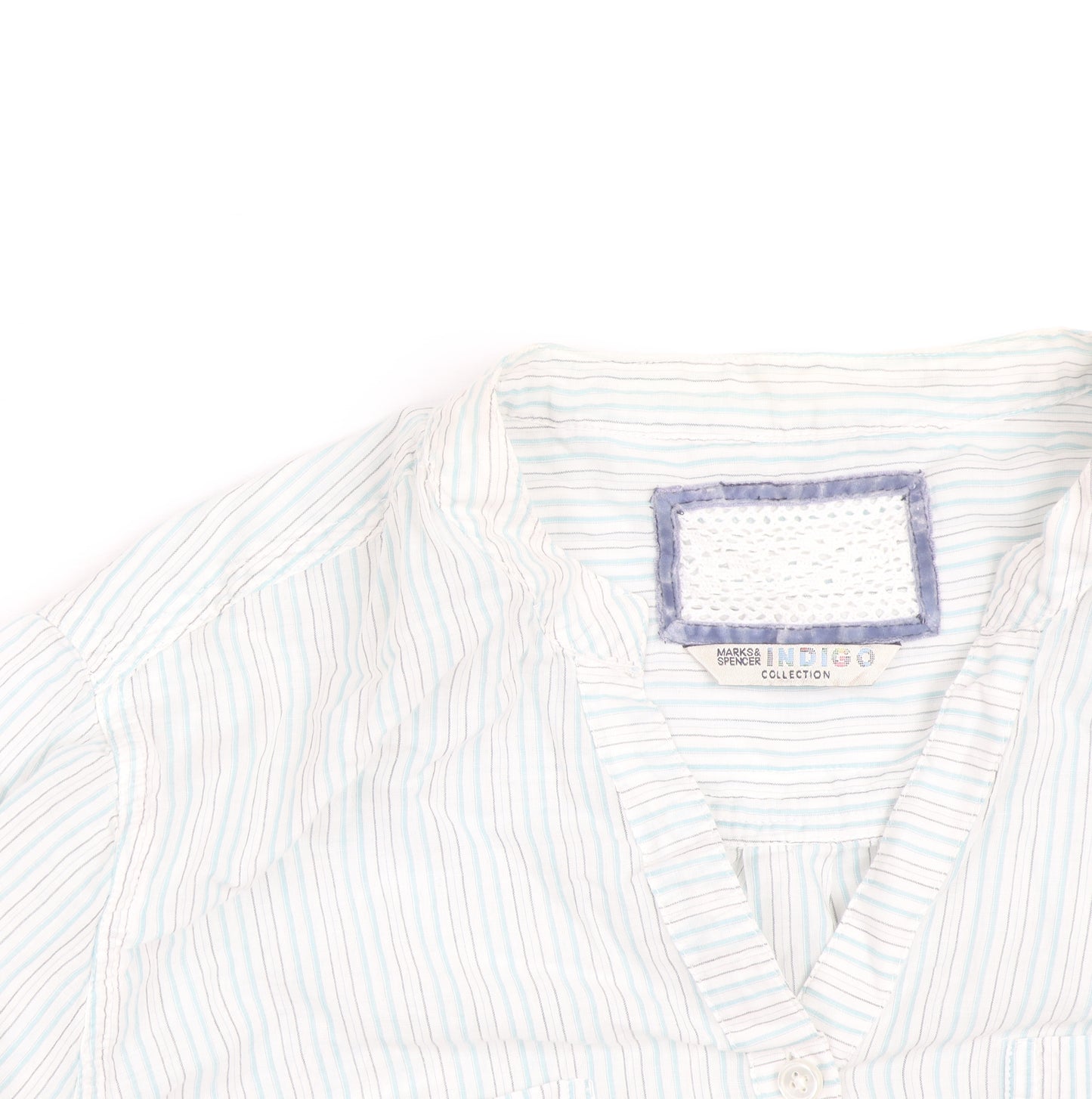 Marks and Spencer Women’s White Stripe Cotton Button-Up Shirt UK 16