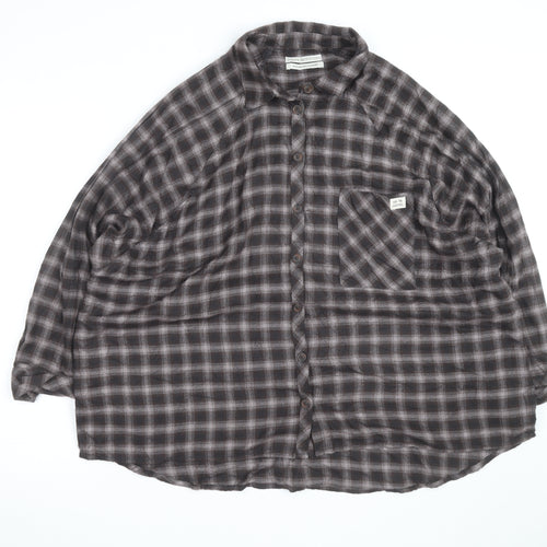 Urban Outfitters Men's Brown Check Flannel Relaxed Fit Shirt M