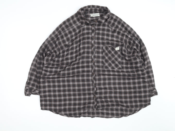 Urban Outfitters Men's Brown Check Flannel Relaxed Fit Shirt M
