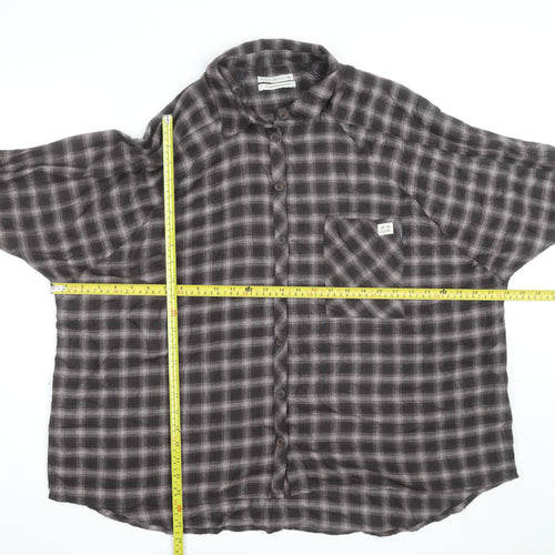 Urban Outfitters Men's Brown Check Flannel Relaxed Fit Shirt M