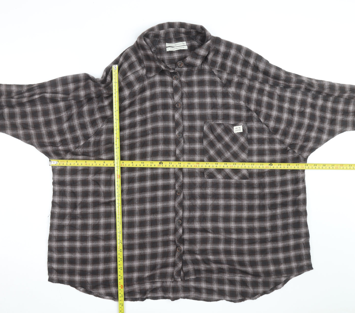Urban Outfitters Men's Brown Check Flannel Relaxed Fit Shirt M