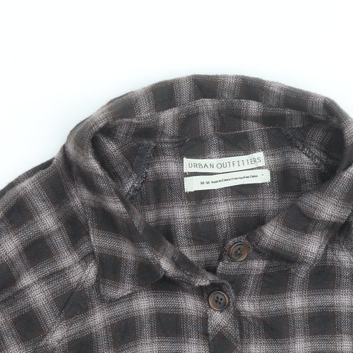 Urban Outfitters Men's Brown Check Flannel Relaxed Fit Shirt M