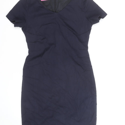 Brook Taverner Women's Navy Blue V-Neck Sheath Work Dress Size 12