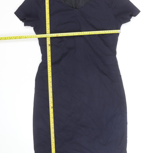Brook Taverner Women's Navy Blue V-Neck Sheath Work Dress Size 12