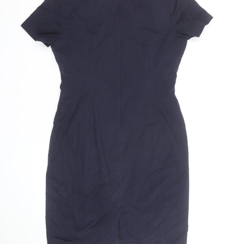 Brook Taverner Women's Navy Blue V-Neck Sheath Work Dress Size 12