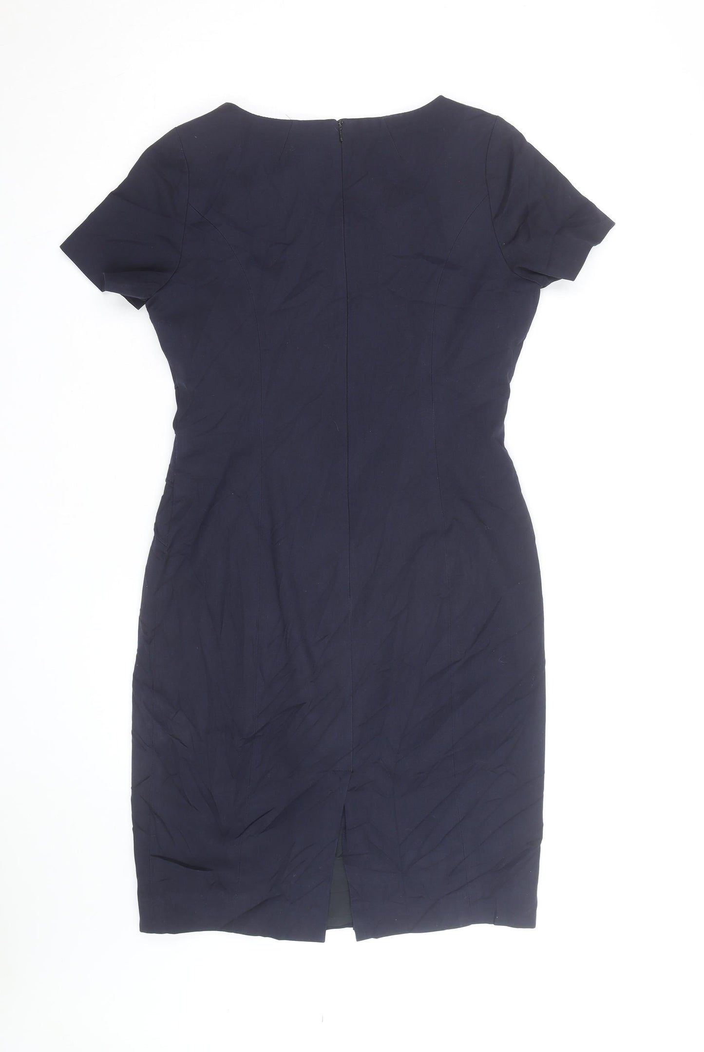 Brook Taverner Women's Navy Blue V-Neck Sheath Work Dress Size 12