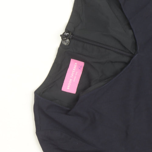 Brook Taverner Women's Navy Blue V-Neck Sheath Work Dress Size 12