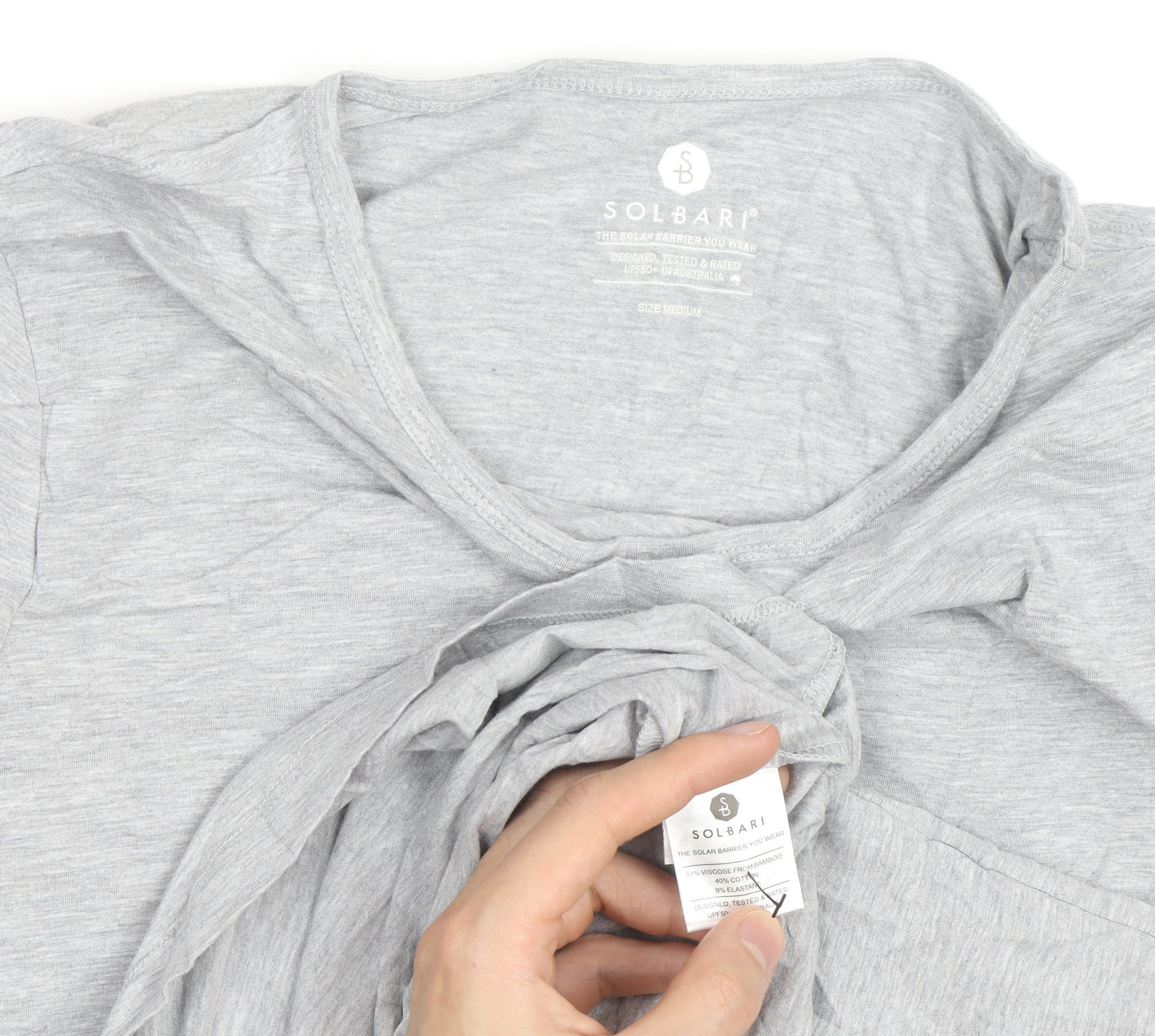Solbari Men’s Grey Long Sleeve UV Protection Cotton Top Size M
