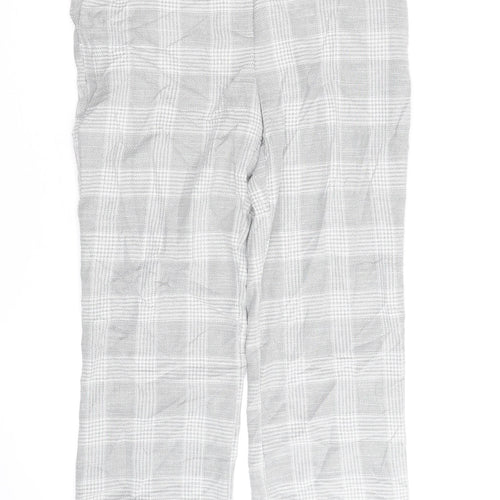 H&M Men's Grey Checked Slim Fit Chino Trousers Size M