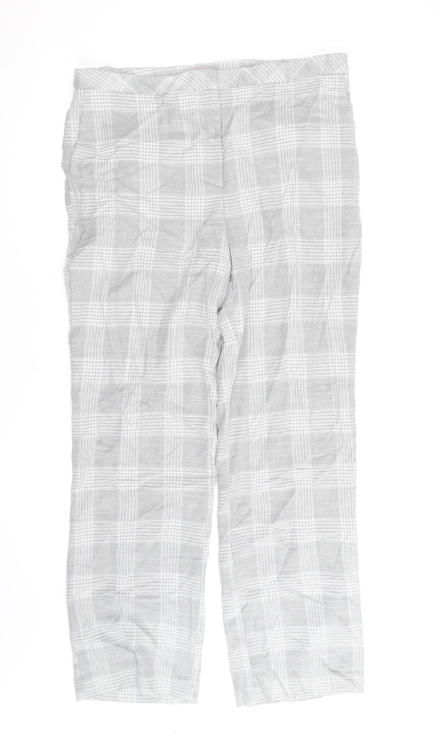 H&M Men's Grey Checked Slim Fit Chino Trousers Size M