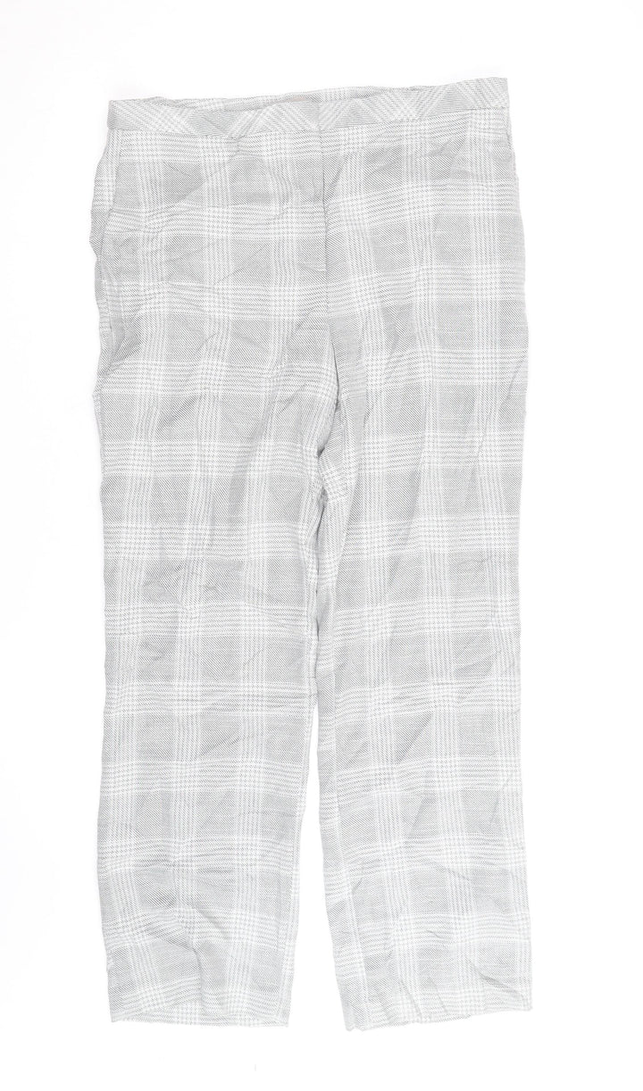 H&M Men's Grey Checked Slim Fit Chino Trousers Size M