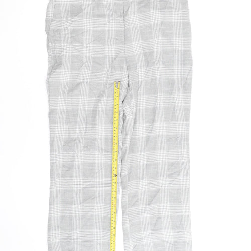 H&M Men's Grey Checked Slim Fit Chino Trousers Size M