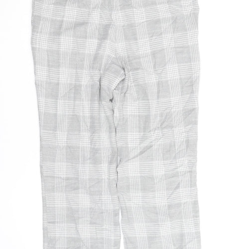 H&M Men's Grey Checked Slim Fit Chino Trousers Size M
