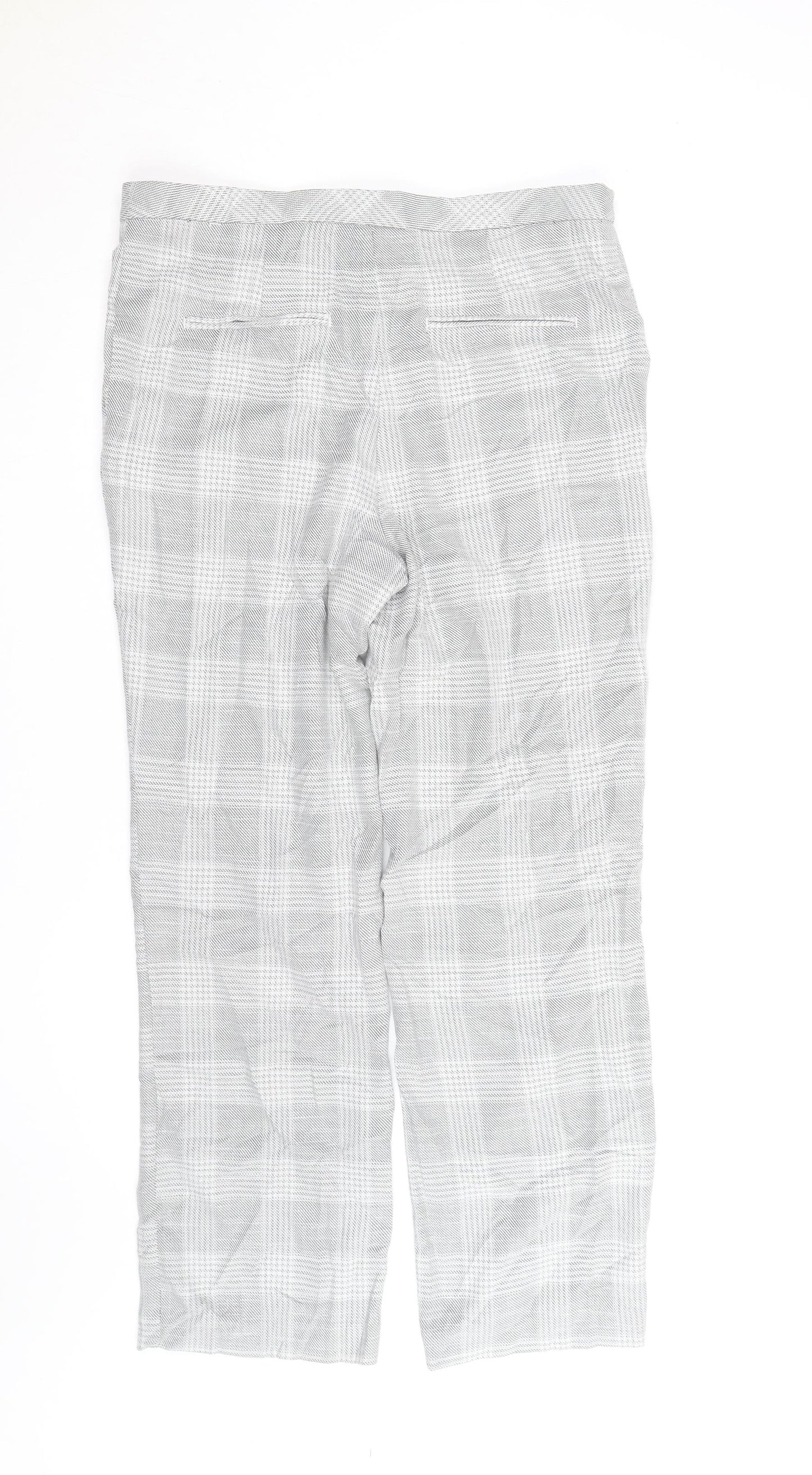 H&M Men's Grey Checked Slim Fit Chino Trousers Size M