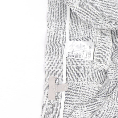 H&M Men's Grey Checked Slim Fit Chino Trousers Size M